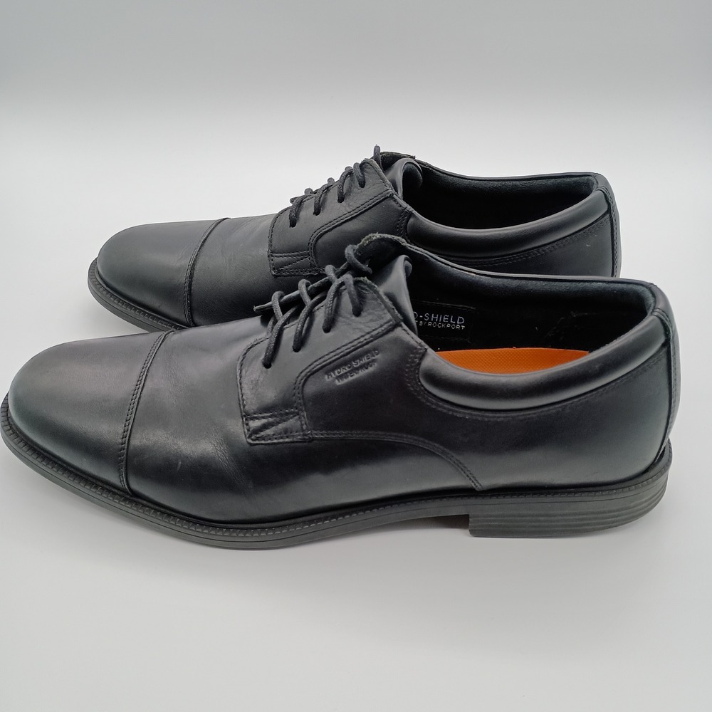 Rockport Black Leather Cap Toe‎ Oxfords Mens Size 11 Hydro-Shield Waterproof - Picture 4 of 10